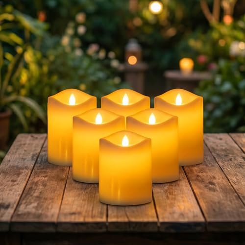 Livinlarge Solar Candles Outdoor Waterproof,6pcs 3"x4" Solar Flamele Candle by Livinlarge