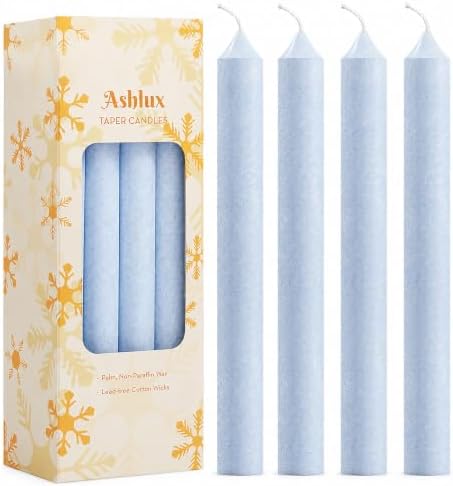 Ashlux 12 Pack Taper Candles, 10 Inch Unscented Palm Candlesticks Dripless by Ashlux