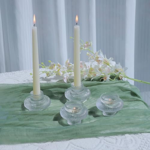VOHO Dual Sized Candlestick Holders Set of 6, Clear Candle Sticks Holder - Image 6