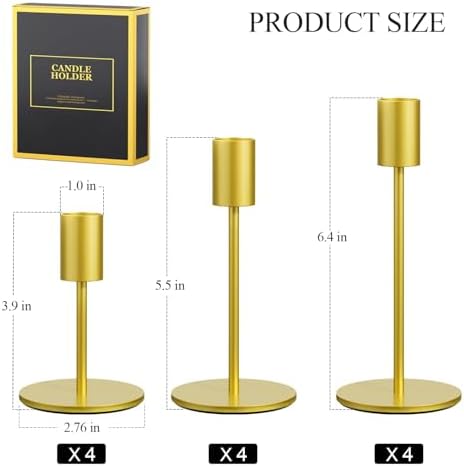 12 Pcs Gold Taper Candle Holder Bulks, FSyueyun Candle Stick Holder Decor - Image 4