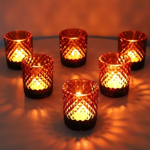 Woho 24pcs Amber Votive Candle Holders, Tea Lights Holder for Thanksgiving by Woho
