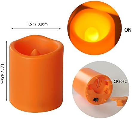 Orange Battery Operated Flameless LED Votive Candles for Halloween 24 Pack - Image 6