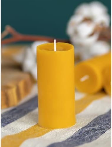 CANDWAX Pure Beeswax Pillar Candles 1.8x4 inch Set of 3-34.5 Hours Burning Handmade Yellow Candles - Smokeless Pure Bees Wax Candle Home Décor - Image 6