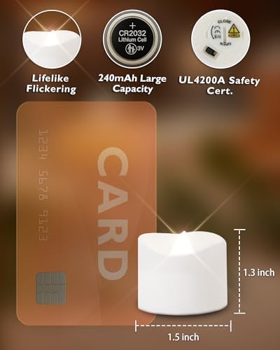 Homemory 12-Pack Flameless Tea Lights Candles Battery Operated, 200+ Hours - Image 5