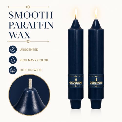 Navy Candlesticks Short Taper Candle,7inches Blue Candle Sticks Dripless Tapered Candles for Home Decor Weddings Festive Party Holiday - Image 2