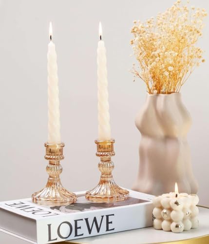 6 Pack Glass Taper Candlestick Holders, Gold Candlestick Holders, 4" H Stripe Crystal Candle Holders Decorative Candle Stand Centerpiece for Wedding, Festival, Dinning Party Table Decor - Image 5