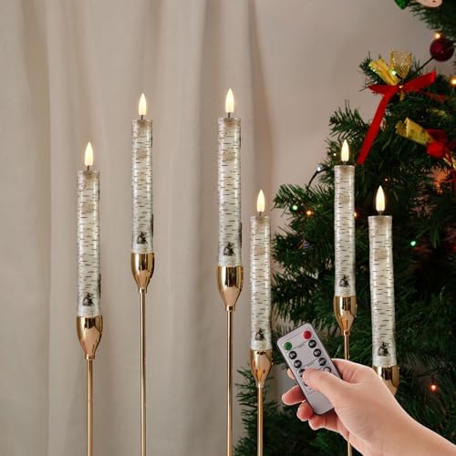 Eywamage Short Birch Bark Flameless Taper Candles with Remote Set of 6 by EywamageCandles