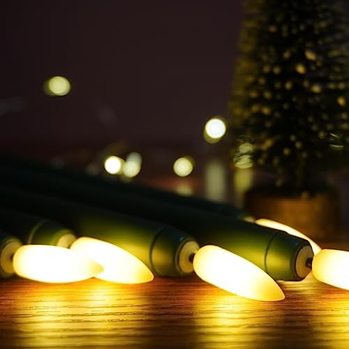 Dark Green Flameless LED Taper Candles with Remote Set of 4 - Image 5