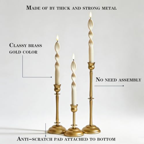 Gold Metal Taper Candle Holder Set of 3,Vintage Candlestick Holders for Decorating Centerpiece Dinning Table,Wedding,Fireplace Mantle,Home Decoration - Image 5