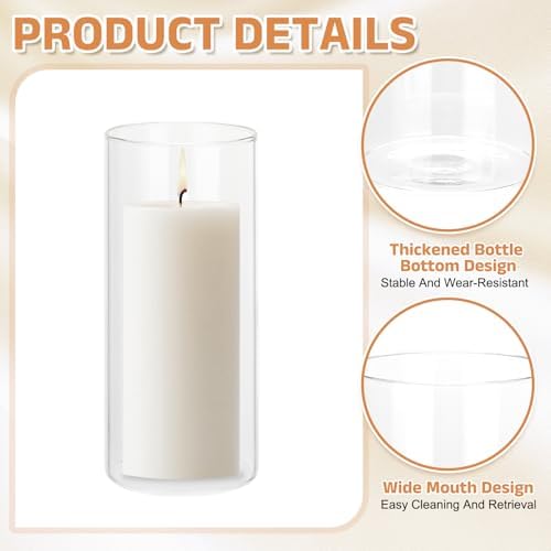 uxcell Hurricane Candle Holder (H:5.9" OD:2.6"), Pillar Floating Candles Holder Clear Glass Cylinder Flower Vases for Table Centerpiece Wedding Party Home Decoration 2Pcs - Image 4