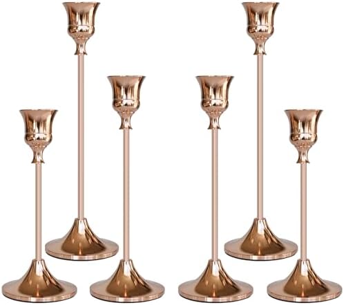 Showin Candlestick Holders Rose Gold, 6 Packs Taper Candle Holder for Candlesticks, Candle Sticks Holder Decor for Home Decor by Showin