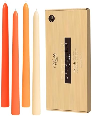 Viyffo Taper Candles 10 Inch Orange 4 Pack Unscented, Smokeless by Viyffo