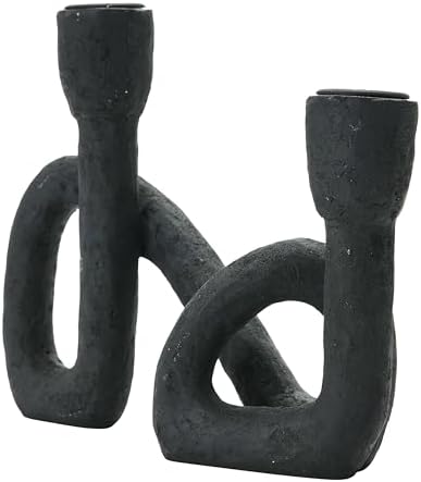 Bloomingville Decorative Resin Double Taper Candle Holder, Black - Image 6