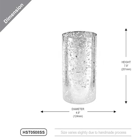 WGVI Hurricane Candle Holder Sleeve, W: 5", Ht: 8", Silver Speckled Glass Cylinder Open Both Ends, Chimney Tube Shade, 6 Pieces - Image 2
