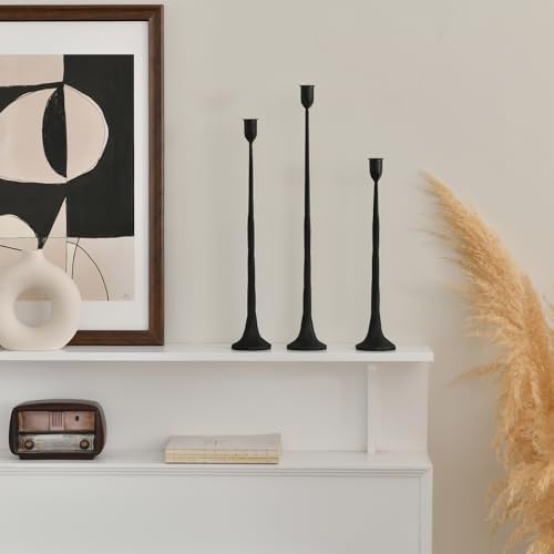 Iron Black Candlestick Holders, Set of 3 Candle Stick Holders,Fits 3/4 inch Thick Candle&Led Candles, Vintage Modern Decorative Centerpiece for Dining Table Centerpiece, Wedding, Party Decor - Image 5