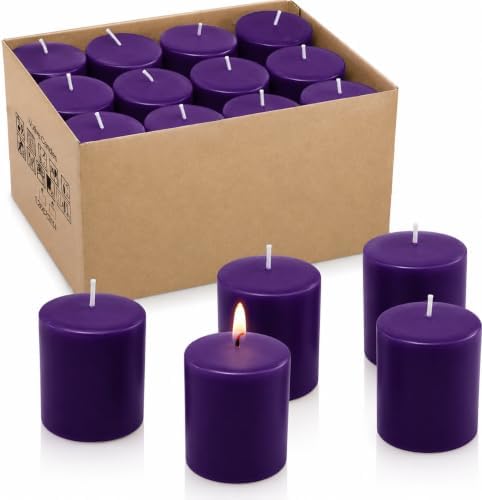 12 Hours Purple Votive Candles for Weddings Parties Spa Birthdays, Set of 24 Unscented Bulk Candles for Restaurants and Home Decoration by Unknown