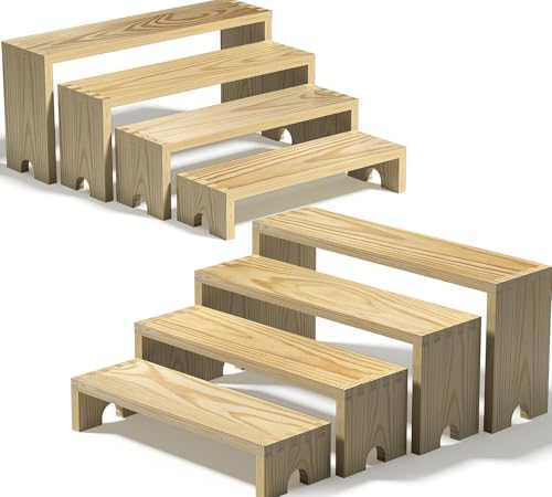 2 Set Wooden Tiered Risers Display Stands for Vendor Events,Stackable Wood Cupcake Display Stand,Farmhouse Decor Wood Dessert Table Display Set,Vendor Booth Display Items,Food Display Risers for Party by Unknown