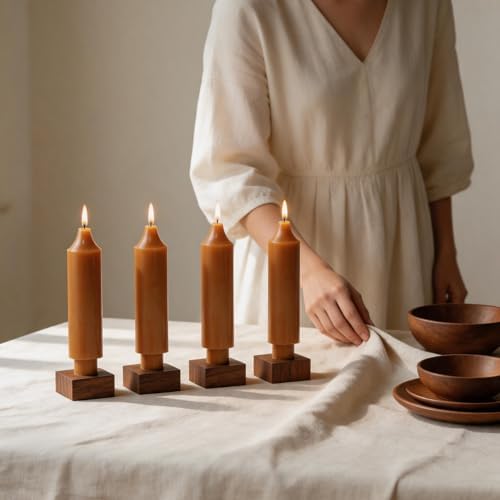 Pumpkin Short Taper Candle 6 Inch Unscented Dripless Candlesticks,Up to 10-Hour Burn,Perfect for Fall Harvest Halloween Thanksgiving Dinners Parties and Home Décor,Set of 4 - Image 2