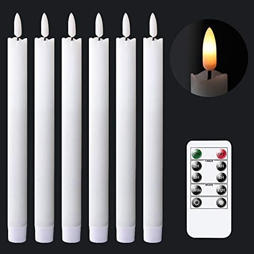 GenSwin Flameless Taper Candles LED Battery Operated Remote Timer White by GenSwin