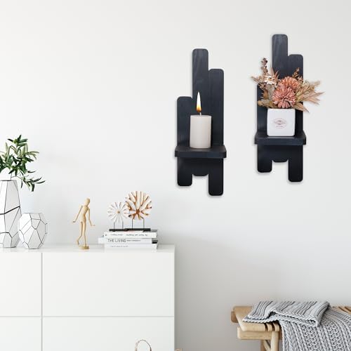 Yorkmills Wall Candle Sconces Set of Two, Black Wall Sconce Candle Holder - Image 3