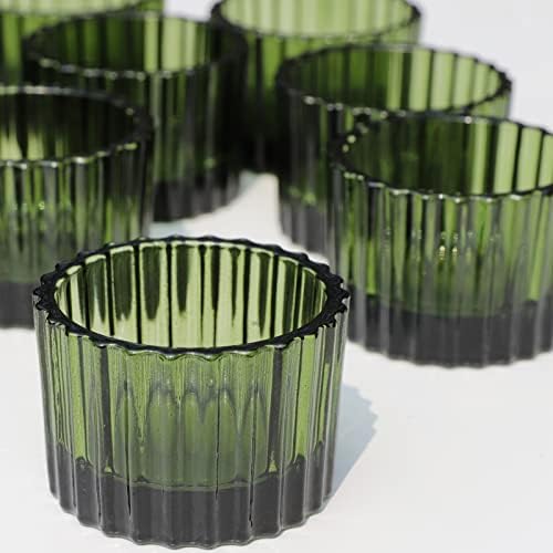 VOHO Green Tealight Candle Holder Set of 12, Glass Votive Candle Holders - Image 2