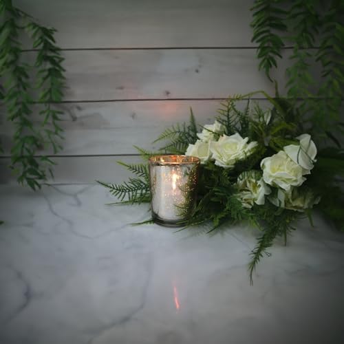 WGV Silver Speckled Tea Light Votive Candle Holder 2.2x2.75, Small Tiny Utility Cylinder Mercury Glass Vase, Home Accent Decor, 6 Pieces - Image 6