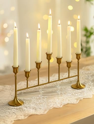 NUPTIO Candlestick Holder for Taper Candle: Gold Candelabra for Centerpiece by Nuptio