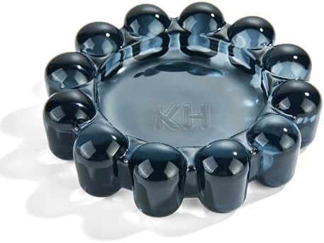 khtumeware Black Bubble Glass Candle Dish – Modern Clear Glass Candle Holder for Tealights & Diffusers, Decorative Tray for Home & Tabletop Decor（2 Pack） by khtumeware