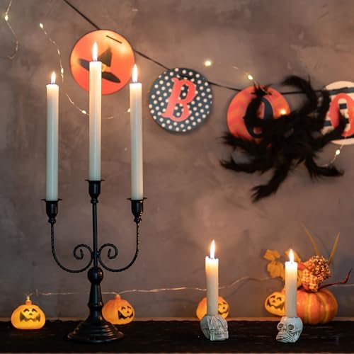 Romadedi Halloween Candelabra, Black 3-Arm Candle Holders, Set of 2 - Image 3