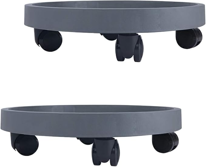 WanderingDonkey 2 PCS 14.1 INCH Rolling Plant Stand Pot Trolley,Heavy Duty Plant Caddy with Wheels,Wheeled Planter Saucer Tray,Potted Flower Mover Dolly with Casters Round Coaster