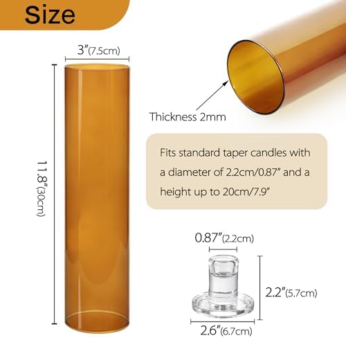 Vixdonos Glass Hurricane Candle Holder Set of 3 Modern Candlestick Holders Long Taper Candle Stand with 11.8 inch Tall Cylinder Windproof Cover for Wedding Party Table Centerpiece Outdoor - Image 3