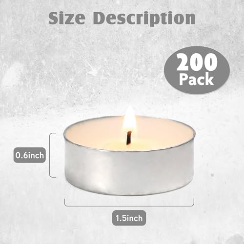 Unscented Tealight Candles 200 Pack 4 Hours - Image 2
