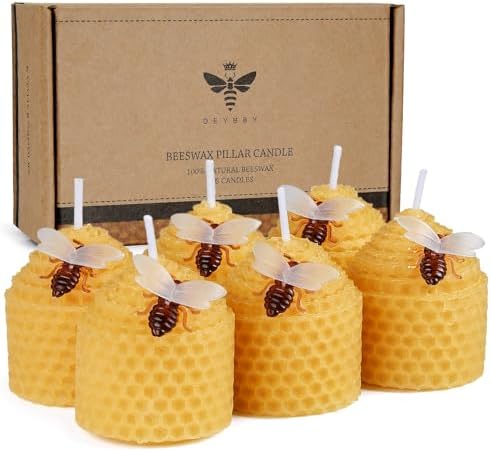 DEYBBY Yellow Natural Beeswax Votive Candles Set of 6 by DEYBBY