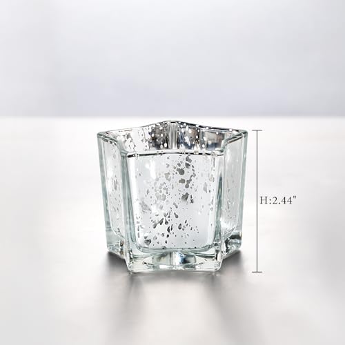 Letine 8pcs Silver Star-Shaped Candle Holders, Tea Light & Votive Candle Holders for Diwali, Wedding, Fall Table Centerpiece, Celestial Glow Jar, Lucky Star Jar & Holiday Decorations (2.44" H) - Image 2