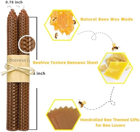 Lacaser Beeswax Taper Candles 14 Pack, 9" Long Candle Sticks, Dripless & Unscented, 4 Hours Burn Time, Fall Colored Candles - Image 2