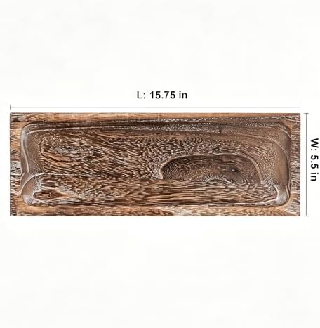 Hanobe Decorative Wooden Tray Long Narrow Centerpiece Candle Holder - Image 3
