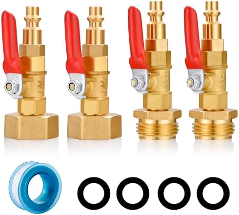 RV Winterize Blowout Adapter with 1/4" Quick Connect Plug and 3/4" Garden Water Hose Threading with Valve (4 Pack) by SIGURANTA