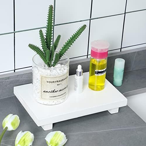 Nuogo Wood Pedestal Riser Stand for Kitchen Soap Tray,12 X 7 Inch,White - Image 2