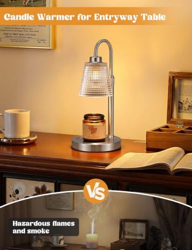 Satin Nickel Candle Warmer Lamp with Timer, Dimmable Candle Warmer for Jar Candles, Height Adjustable Wax Melts Warmer, Birthday Gifts for Women Mom, House Warming Gifts New Home Decor - Image 5