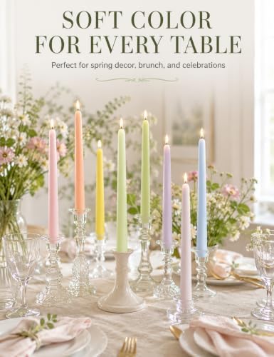 Pastel Unscented Taper Candles for Spring Easter Home Table Decor - Image 5