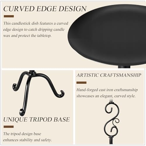 3 Pcs Black Iron Candlestick Holders 11.8,9.8,6.3 Inch, Classic - Image 5