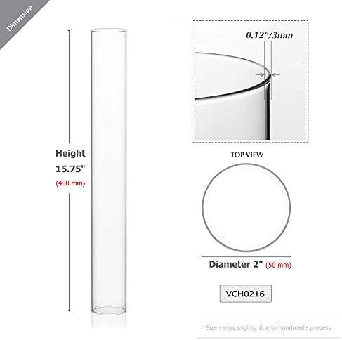 WGVI Hurricane Candle Holder Sleeve, Wide 2", Height 16", Clear Glass Cylinder Candleholder, Chimney Tube, Open Ended Candle Shade, 12 Pieces Bulk - Image 2