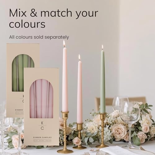 Tapered Dinner Candles, Pack of 6 – Soy & Paraffin Wax Blend, 10-Inch Dripless Taper Candles with 7-Hr. Clean Burn – Smokeless Unscented Tapers for Weddings, Dinner Tables & Home Decor – Pink Clouds - Image 5