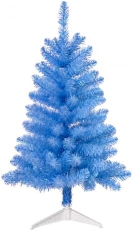 3FT Artificial Christmas Tree with Tinsel and String Lights – Tabletop Small Xmas Tree for Desk, Office, or Small Spaces – Full Branches, Easy Assembly, Holiday Decoration (Baby Blue) by Unknown