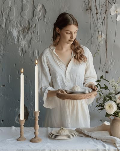 Ribbed Ivory Taper Candles 10.5 inch Dripless Cream Tapered Candles Ideal as Dinner Candle Smokeless Unscented Long Burning Tall Candlesticks，Set of 12 - Image 2