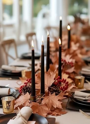 12PK 10" Classic Taper Candles, Black, 7-8 Hours Long Burning, Unscented Tall Candlesticks - Image 5