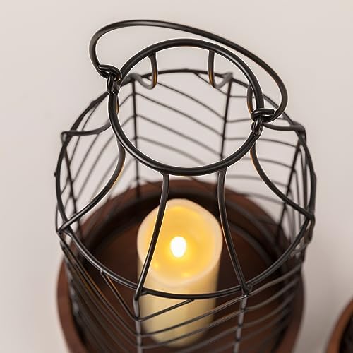 Lanterns Decorative Indoor Rustic Candle Lantern 2Pcs Metal - Image 6