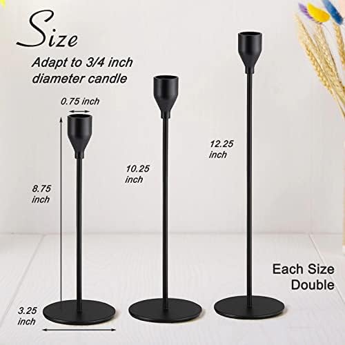 6Pcs Matte Black Candlestick Holders, Tall Taper Candelabra Stands fits 3/4 inch Thick Pillar Candle Stick, Elegant Decor Set for Table Centerpiece, Floor, Fireplace as Date, Festival, Fitting. - Image 3
