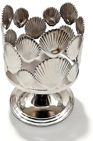 3 Wick Candle Holder, Fits 4 Inch Diameter Jar Candles, Decorative Candle Stand for Home, Living Room, Bedroom, Office & Gifting (Shell Silver) - Image 5