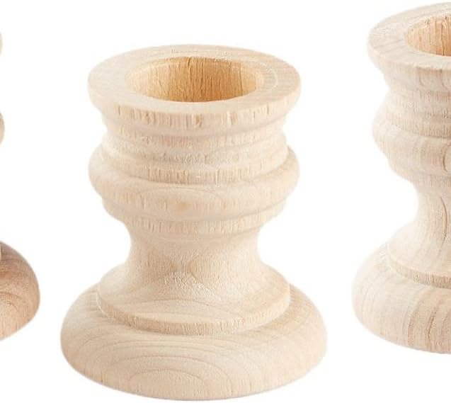 Unfinished Natural Wood Candle Sticks Set by Factory Direct Craft - Set of 12 Wooden Candle Holders for DIY Crafts and Decorating Made in USA (Sizes 2" H) - Image 3